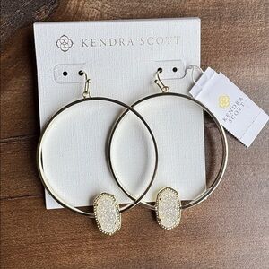 Kendra Scott Gold Hoop Earrings with White Accent